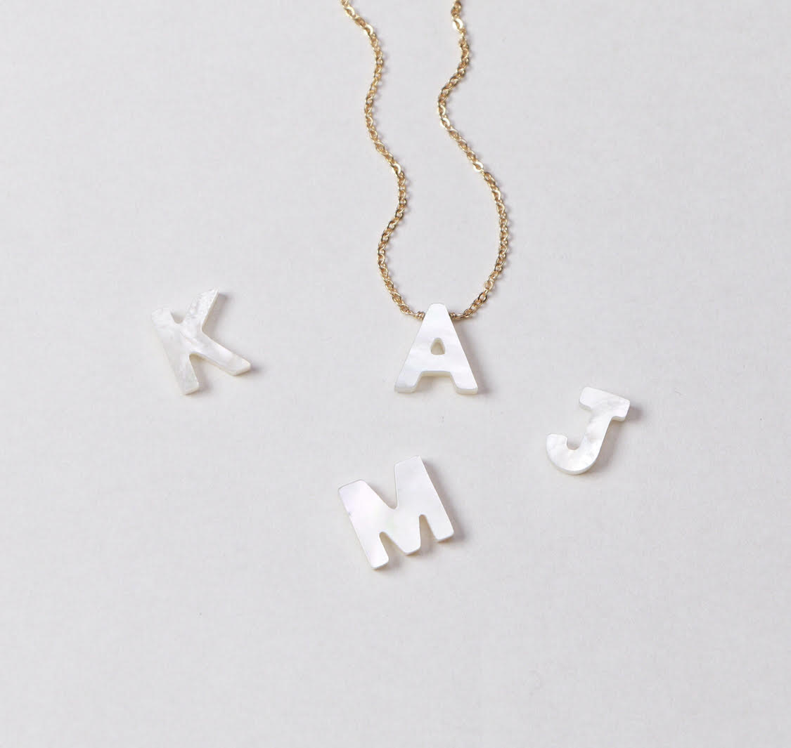 Mother of Pearl Letter Necklace — Zap+Soul Collective